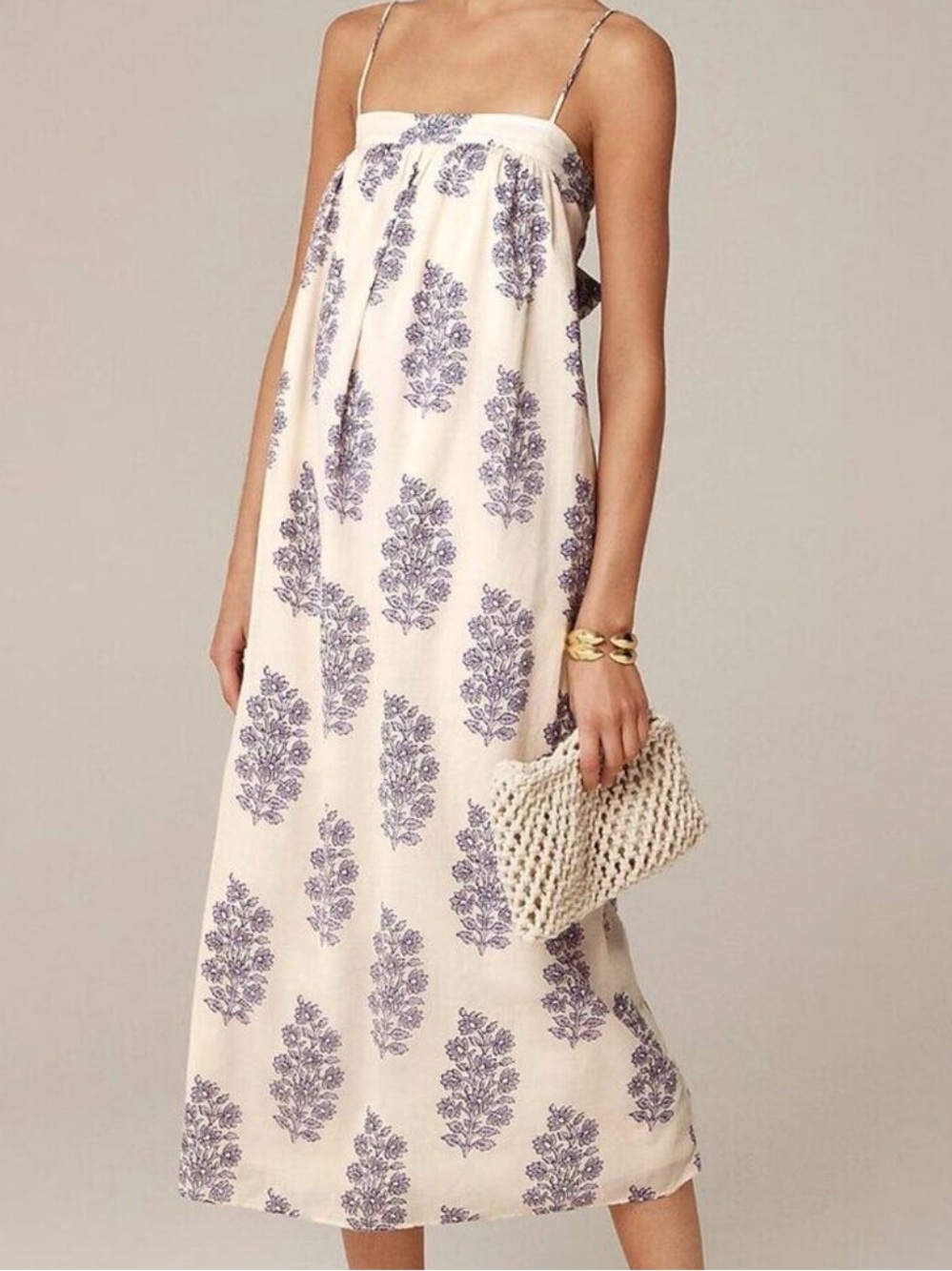 NWT Floaty midi dress in block-print cotton voile